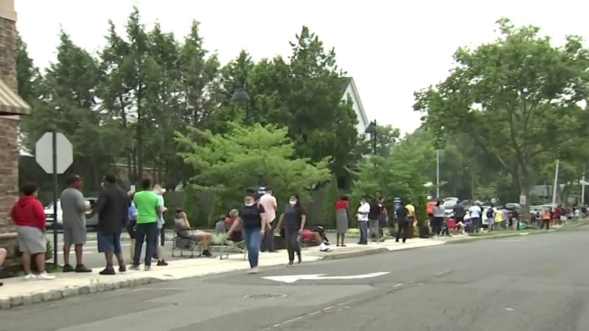 A long line outside the NJ MVC agency in Springfield Towship.