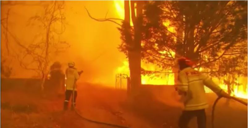 Firefighters battling a wildfire in Australia