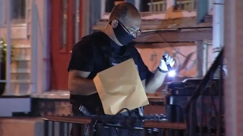 A police officer investigates a scene