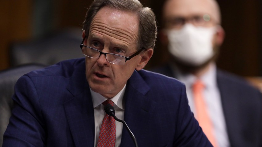 U.S. Sen. Pat Toomey (R-PA) speaks during a confirmation hearing before Senate Committee on Banking, Housing, and Urban Affairs May 5, 2020 at Dirksen Senate Office Building on Capitol Hill in Washington, DC.