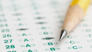 A multiple choice test and pencil