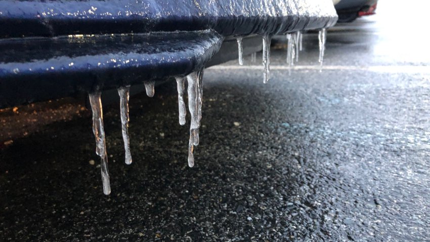 Car coated in ice