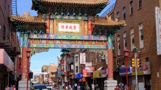 This image shows Philadelphia's Chinatown arch