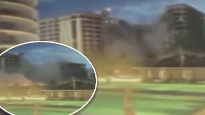 El momento del colapso: video capta instante en que edificio se derrumba en Miami Beach