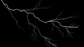 Lightning strike on black background