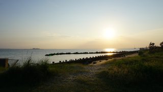 Sunset over Sandy Hook beach, Middletown, New Jersey, USA