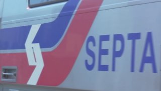 SEPTA logo on the side of a Regional Rail train