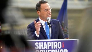 Pennsylvania's Democratic attorney general Josh Shapiro speaks to a crowd in Pittsburgh