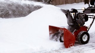 Close-up of a snow blower