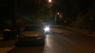 Headlight coming from a parked Philly police car