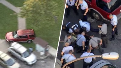 Hombre conduce por los jardines de un vecindario durante una salvaje persecución policial