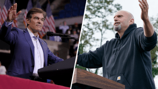 Mehmet Oz (left) and John Fetterman (right)