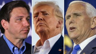 Ron DeSantis, Donald Trump y Mike Pence.