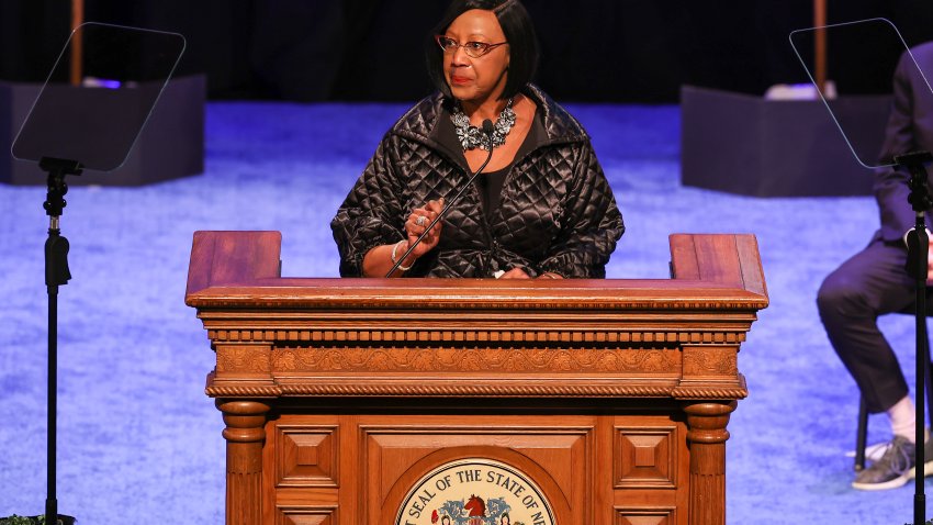 New Jersey Lt. Gov. Sheila Oliver speaks at a podium.