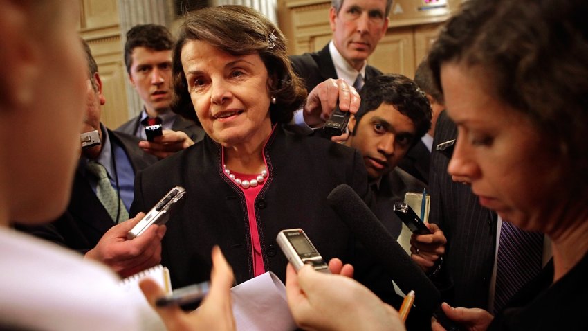 Sen Dianne Feinstein with Reporters