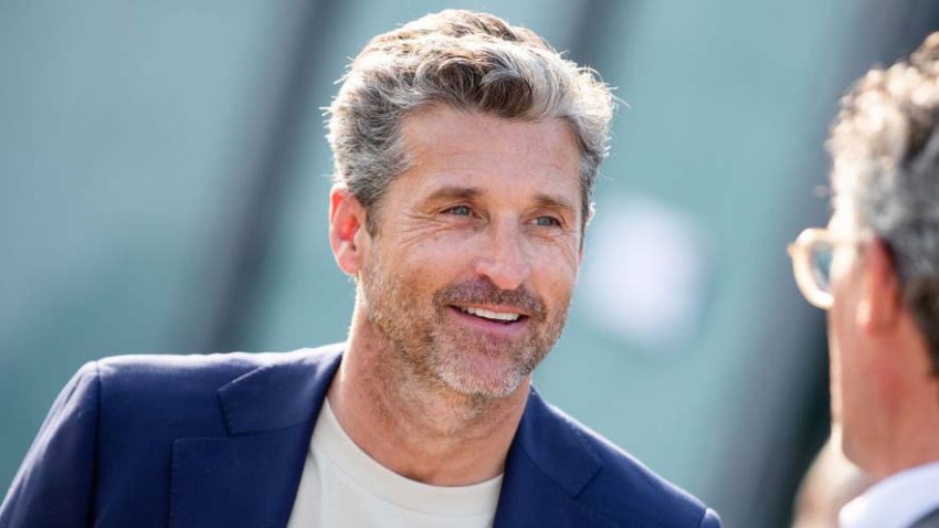 08 June 2023, Baden-Württemberg, Stuttgart: U.S. actor and Porsche brand ambassador Patrick Dempsey stands on the terrace of the company museum in Stuttgart-Zuffenhausen during the celebratory event marking 75 years of Porsche sports cars. Photo: Christoph Schmidt/dpa (Photo by Christoph Schmidt/picture alliance via Getty Images)