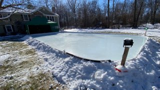 Ice skating rink in the backyard of a Pennsylvania home