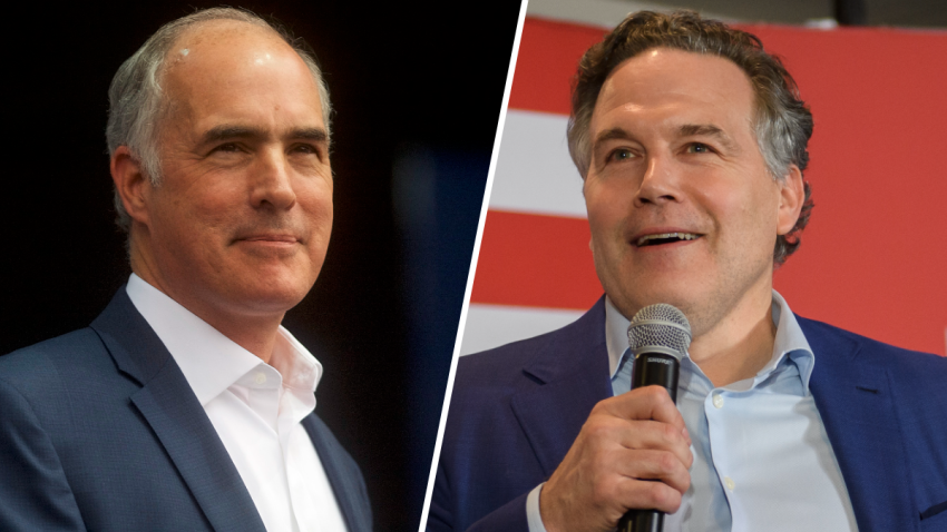 Democratic U.S. Sen. Bob Casey and Republican hopeful David McCormick in split image.