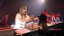 PARIS, FRANCE - MAY 09: (EDITORIAL USE ONLY. NO BOOK COVERS.) Taylor Swift performs onstage during "Taylor Swift | The Eras Tour" at La Defense on May 09, 2024 in Paris, France. (Photo by Kevin Mazur/TAS24/Getty Images for TAS Rights Management )