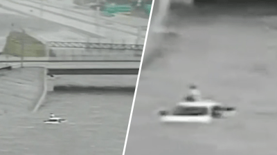 Dramático video: bomberos rescatan a conductor atrapado en carretera inundada en Texas