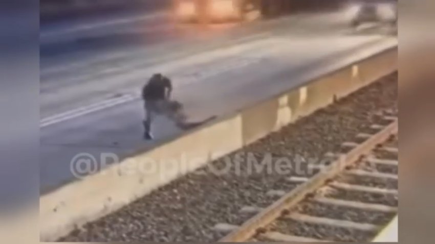 Disturbing surveillance footage captures a man mercilessly beating a woman near a Pasadena Metro station.