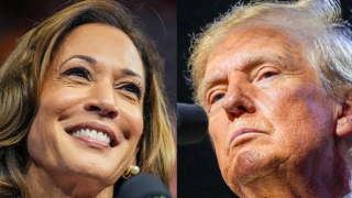 Fotos de archivo de los candidatos presidenciales Kamala Harris y Donald Trump.