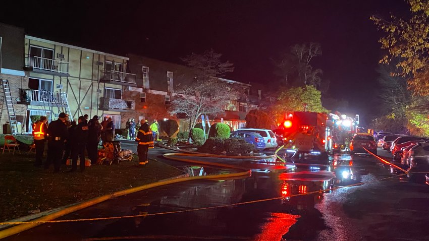 Fire vehicles outside Lehigh Valley Apartments