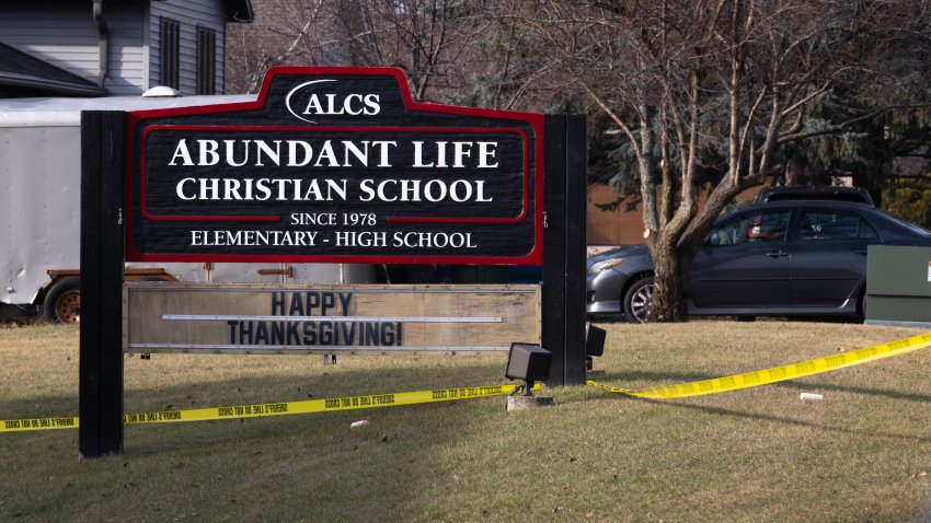 MADISON, WISCONSIN – DECEMBER 17: Crime scene tape continues to be stretched around Abundant Life Christian School as police continue to investigate yesterday’s shooting on December 17, 2024 in Madison, Wisconsin. Multiple people were shot and at least three have died after a teenage girl, who was a student at the school, opened fire inside the school. (Photo by Scott Olson/Getty Images)