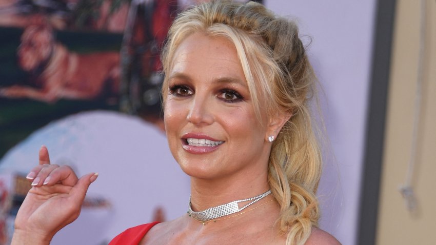 US singer Britney Spears arrives for the premiere of Sony Pictures’ “Once Upon a Time… in Hollywood” at the TCL Chinese Theatre in Hollywood, California on July 22, 2019. (Photo by VALERIE MACON / AFP) (Photo by VALERIE MACON/AFP via Getty Images)