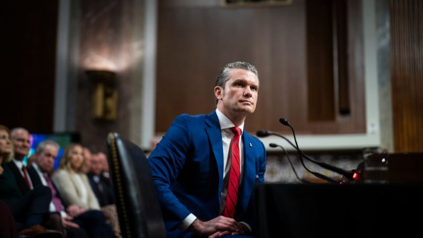 Pete Hegseth, President-elect Donald Trump’s choice to be Defense secretary, appears during a Senate Armed Services Committee confirmation hearing on Capitol Hill on Tuesday, Jan 14, 2025 in Washington, DC.