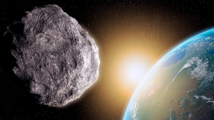 Near-Earth asteroid, computer artwork.