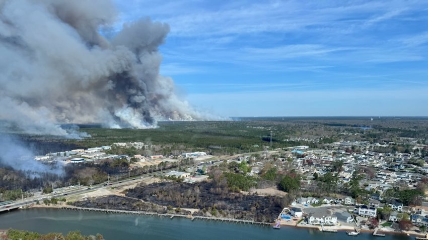 An aerial view of the Jones Road Wildfire on Wednesday, April 23, 2025.