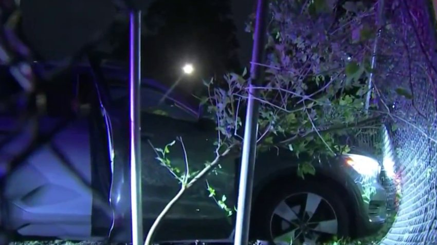Three juveniles have been arrested and several more are sought after, police say, they stole a car at gunpoint before crashing in Philly's Fern Rock section early Thursday, May 8, 2025.