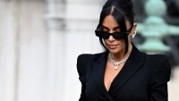 TOPSHOT – US celebrity Kim Kardashian leaves the Assize Court after testifying in a trial over the 2016 robbery that saw her relieved of millions of dollars’ worth of jewellery at gunpoint in Paris, on May 13, 2025. The trial of this sensational nine million euro jewellery robbery opened in Paris on April 28, 2025. (Photo by LEO VIGNAL / AFP) (Photo by LEO VIGNAL/AFP via Getty Images)