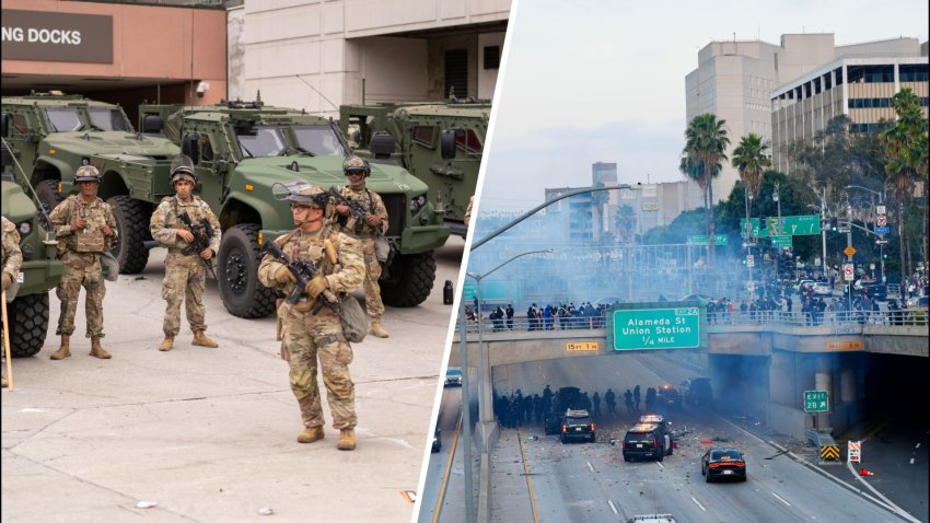 Split of National Guard in L.A. and protests on freeway