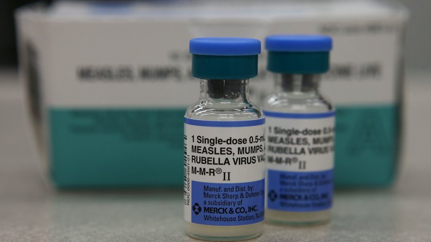 MILL VALLEY, CA – JANUARY 26:  In this photo illustration, vials of measles, mumps and rubella vaccine are displayed on a counter at a Walgreens Pharmacy on January 26, 2015 in Mill Valley, California. An outbreak of measles in California has grown to 68 cases with 48 of the cases being linked to people who had visited Disneyland. Nine additional cases have been reported  in five states and Mexico. (Photo by Illustration Justin Sullivan/Getty Images)